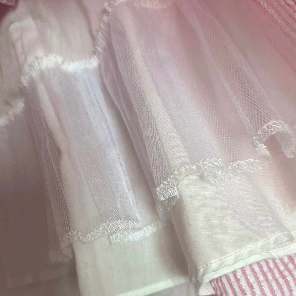 Rare Editions Pink and White Ruffled Tiered Sundress